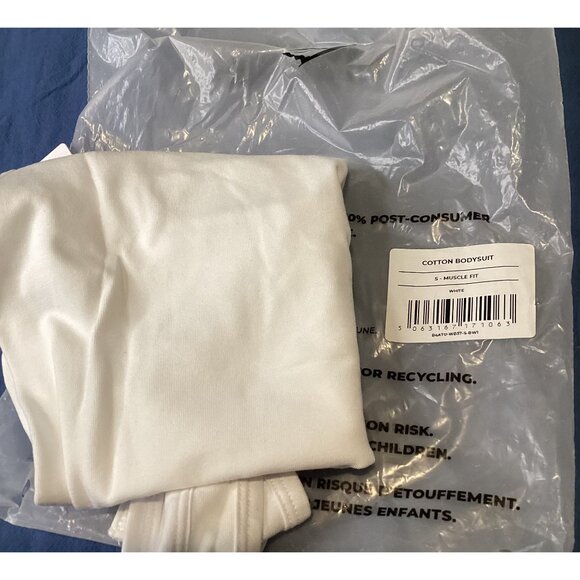 Gymshark Womens Cotton Tong  Bodysuit S Muscle Fit White NWT Square Neck - Picture 8 of 8